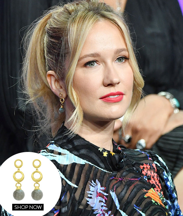 ANNA CAMP IN OUR ORIGAMI MINI DROP EARRINGS