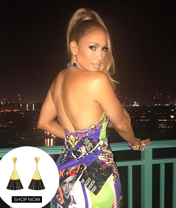 Jennifer Lopez in our Fan Earrings
