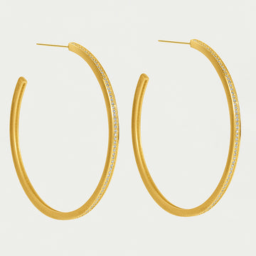 Petit Pavé Large Thin Hoops