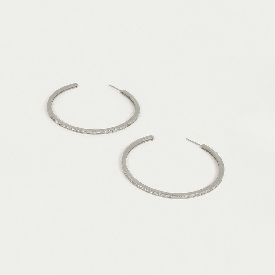 Petit Pavé Large Thin Hoops