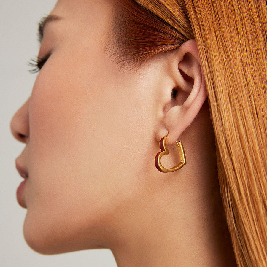 Enamel Heart Huggies