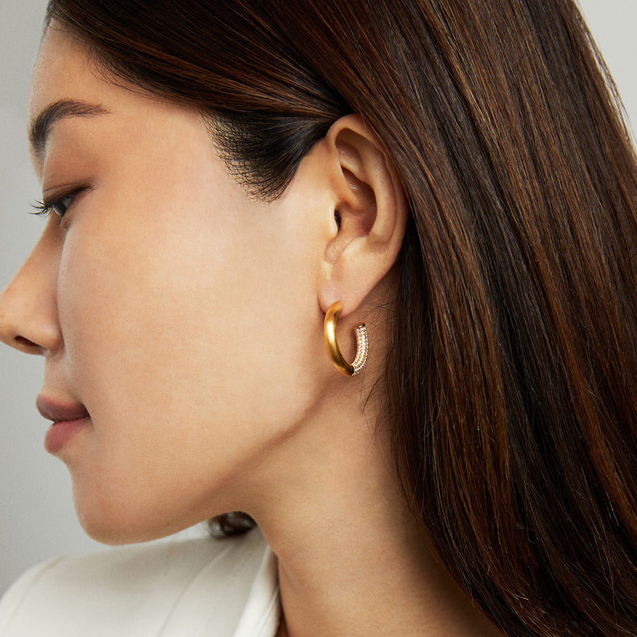 Signature Pave Small Hoops