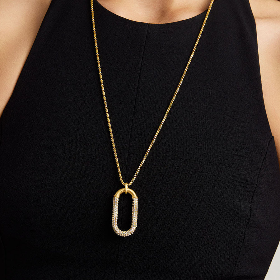 Solene Pavé Long Pendant Necklace